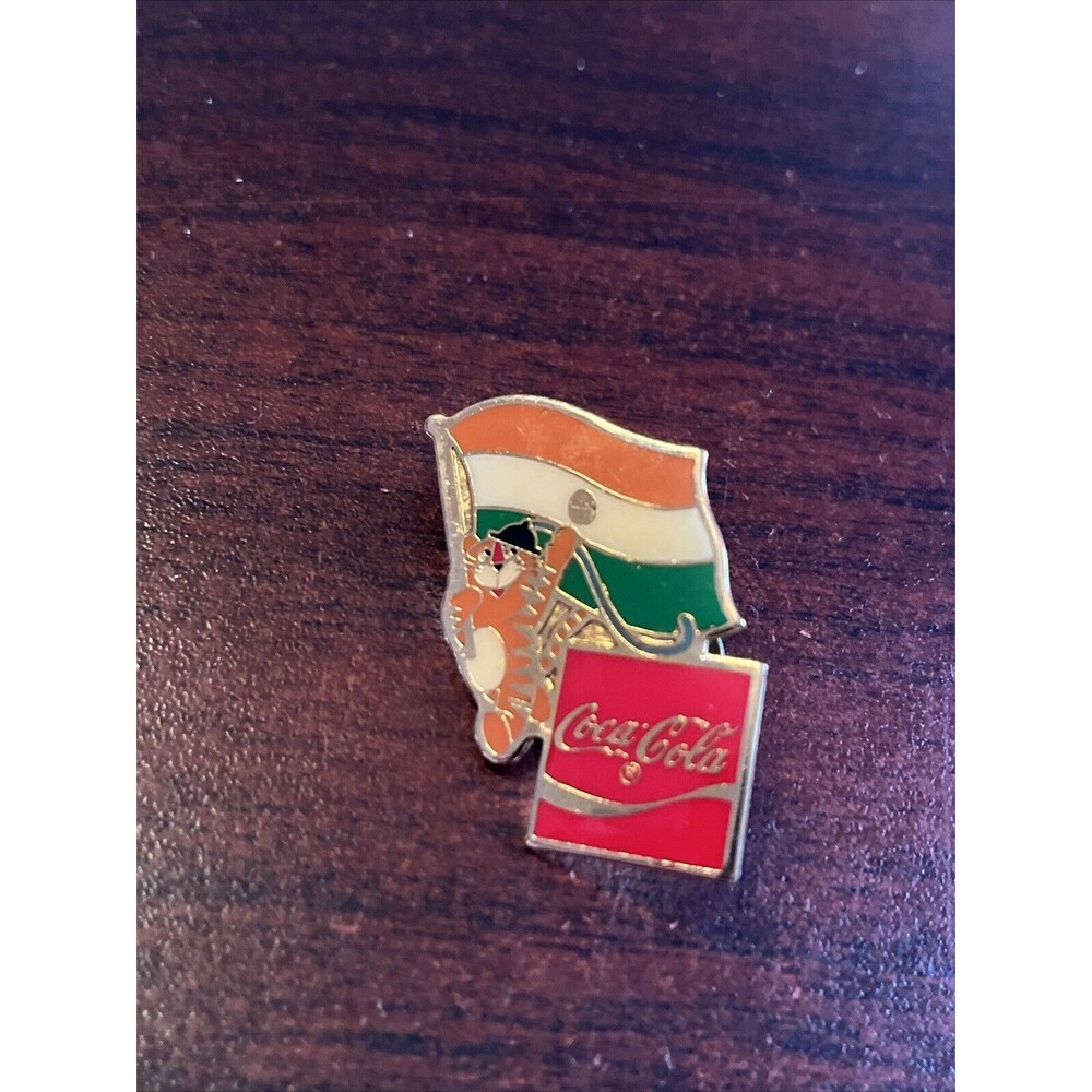 Vintage 1988 Seoul Olympics Coca Cola‎ Hodori Tiger Niger Flag Lapel Pin